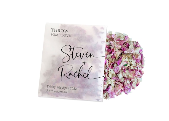 Personalized Wedding Confetti Packets | Real Flower Petals, Biodegradable