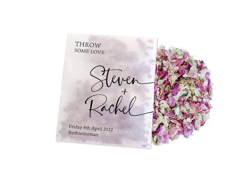 Biodegradable Personalised Confetti Packets | Real Flower Petal Wedding Confetti | Natural | Throw some Love Packets 