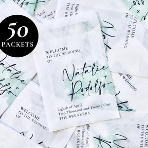 50 x Biodegradable Personalised Confetti Packets | Wedding Favour Packets | Natural | Welcome Packets