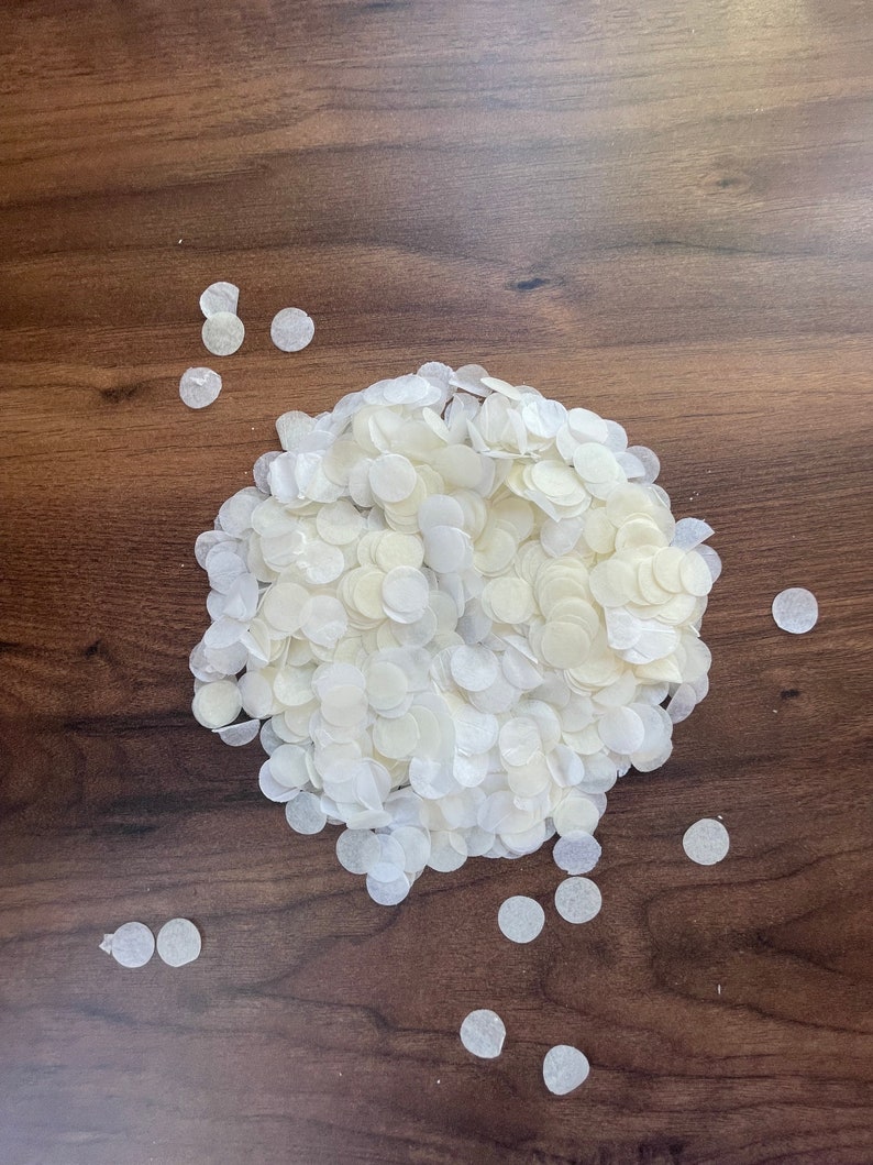 Confettis biodégradables Confettis blancs 1 litre Cercles de confettis White & Ivory