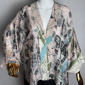 Paris Map Mini Kimono, Historische Stadt Karte Bluse, Reise Inspirierte Offene Front Strickjacke, Pariser Chic leichtes Top, Frankreich Liebhaber Geschenk