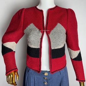 Austrian Wool Knit Cardigan, Puff Sleeve Dirndl Cardigan, Traditional Trachten Sweater, Oktoberfest Tyrol Cardigan, Bavarian Alpen Knitwear