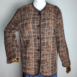 Boiled Wool Jacket, Austrian Brown Wool Cardigan, Oktoberfest Trachten Coat, Tyrolean Bavarian Jacket, Traditional Alpen Folk Jacket, Size L