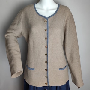 Austrian Wool Cardigan, Dirndl Folk Cardigan, Traditional Trachten Sweater, Oktoberfest Tyrol Cardigan, German Bavarian Alpen Knitwear, XL