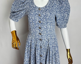 Vestido dirndl de manga abullonada, vestido trachten floral, dirndl austriaco tradicional, vestido del Oktoberfest bávaro de Alpen, vestido popular del Tirol alemán, S