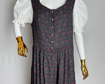 Ärmlös blommig Dirndl-klänning, Trachten österrikisk klänning, Alpen bayersk dirndl, traditionell oktoberfestklänning, tysk tyrolsk folkklänning, XL
