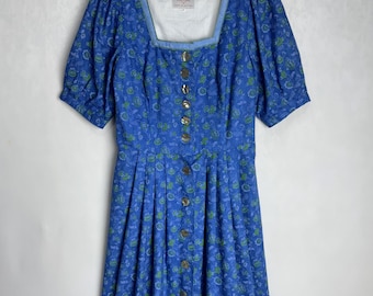 Vestido Dirndl de manga abullonada, vestido Trachten floral, Dirndl austriaco tradicional, vestido del Oktoberfest bávaro de Alpen, vestido popular del Tirol alemán, XL
