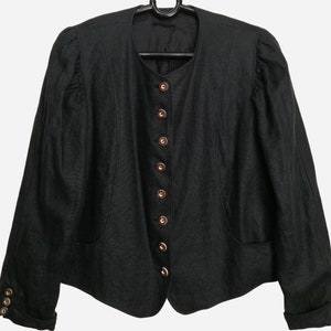 Dirndljacke aus Leinenmischung, schwarze österreichische Jacke, Trachtenjacke, Oktoberfest Jacke, Trachtenjacke