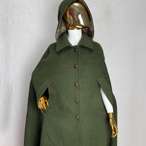 Austrian Loden Wool Cape, 70s Womens Trachten Coat