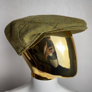 Tweed Flat Cap, Wool Newsboy Hat, Peaky Blinders Cap, Green Paddy Cap, Mens Driving Cap, British Gatsby Cap, Traditional Country Cap, Size M