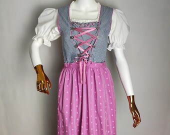 Sleeveless Dirndl Dress, Trachten Austrian Dress, Alpen Bavarian Dress, Traditional Oktoberfest Dress, German Tyrolean Folk Dress, Size S