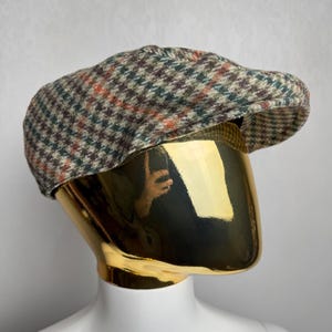Tweed Flat Cap, Vintage Newsboy Hat, Peaky Blinders Cap, Houndstooth Paddy Cap, Men Driving Cap, British Gatsby Cap, Traditional Country Cap