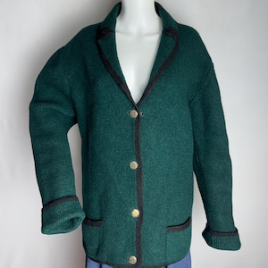 Boiled Wool Jacket, Austrian Wool Cardigan, Oktoberfest Trachten Knitwear, Tyrolean Bavarian Sweater, Traditional Alpen Folk Jacket, XXL