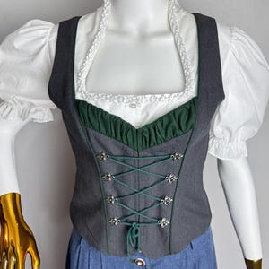 Austrian Dirndl Corset Top, Traditional Trachten Vest, Oktoberfest Wool Vest, Tyrol Sleeveless Folk Top, German Bavarian Alpen Waistcoat, XS
