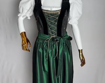 Sleeveless Floral Dirndl Dress, Trachten Austrian Dress, Alpen Bavarian Dirndl, Traditional Oktoberfest Dress, German Tyrolean Folk Dress, M
