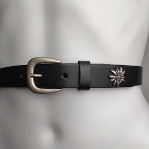 Edelweiss Genuine Leather Belt, Austrian Dirndl Belt, Green Oktoberfest Trachten Belt, Traditional Bavarian Belt, Tyrolean Folk Costume Belt