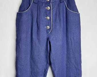 Pantalones austriacos de lino puro, pantalones tradicionales tirol dirndl, pantalones trachten bávaros alemanes del Oktoberfest, pantalones populares Alpen con botones Edelweiss