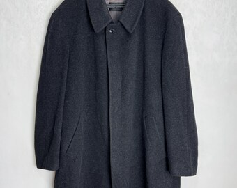 Alpen Loden Wool Coat, Mens Austrian Wool Jacket, 80s Black