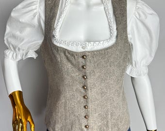 Corsetto austriaco in lana loden, gilet senza maniche Dirndl, corsetto Oktoberfest, gilet folk Trachten, gilet tradizionale tirolese bavarese, S M