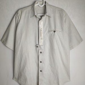 Camicia Trachten in misto lino, camicia tradizionale austriaca da uomo, bottone folk dell&#39;Oktoberfest, camicia bavarese tirolese, camicia alpina tedesca, taglia XL