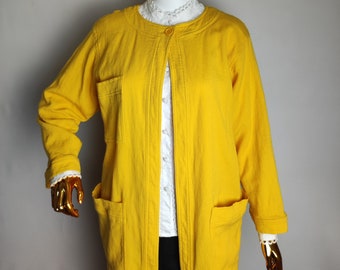 EMANUEL UNGARO Wool Jacket, 80s French Fashion Designer Blazer, Solo Donna Paris Yellow Jacket, Haute Couture Retro Blazer, Made In Italy, L