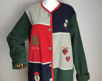 Trachten-Dirndljacke, Wollmantel, Wollwalk Jacke, Trachtenjacke, Wollmantel, Trachten Jacke, Größe XL