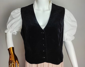 Chaleco austriaco Dirndl, chaleco popular Trachten, chaqueta sin mangas de terciopelo, chaleco Oktoberfest alemán, chaleco bávaro tradicional del Tirol, talla XL