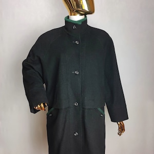Loden Wool Alpine Coat, Womens Austrian Wool Jacket, Black Trachten Overcoat, Oktoberfest Dirndl Folk Jacket, Tyrol German Bavarian Coat, L