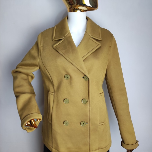 MAX MARA WEEKEND Womens Jacket, Double Breasted Pea Coat, Y2K Italian Designer Blazer, Ladies Classic Office Jacket, Minimalist Fashion, Xl