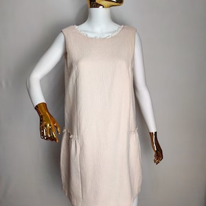 SEZANE PARIS Sleeveless Dress, Pastel Pink Mod Dress, French Cotton Mini Dress, Minimalist Shift Dress, Designer Summer Dress, Size M L