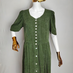 Puff Sleeve Dirndl Dress, Green Trachten Dress, Traditional Austrian Maxi Dress, Alpen Bavarian Oktoberfest Dress, Tyrol Folk Dress, Size XL