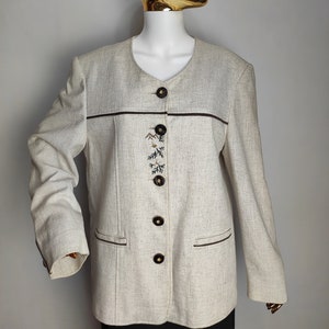 Trachten Edelweiss Jacket, Traditional Austrian Jacket, Tyrol Folk Blazer, Oktoberfest Dirndl Jacket, German Bavarian Alpen Jacket, Size XL
