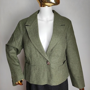 Dirndl Loden Wool Blazer, Oktoberfest Trachten Jacket, Traditional Austrian Jacket, Green Tyrol Folk Blazer, German Bavarian Alpen Jacket, L