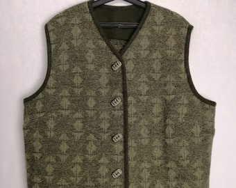 Chaleco de lana para hombre austriaco, chaleco Trachten verde tradicional, chaleco popular de Oktoberfest, chaqueta sin mangas del Tirol, chaleco Alpen bávaro, tamaño 4XL