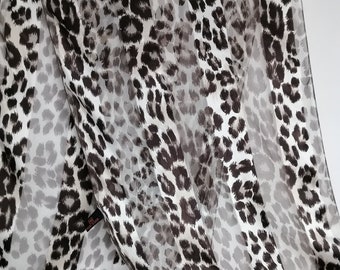 MARC ROZIER Silk Scarf, Animal Print Neck Scarf, Chiffon Silk Long Scarf, Leopard Pattern Scarf, Pure Silk Accessories, Unique Gift For Her