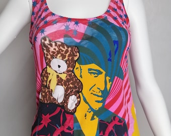 JOHN GALLIANO Vintage Tank Top, 2000s Teddy Bear Print Tee, Authentic Y2K Designer Top, Dizzy Summer T-shirt, 90s Streetwear Fashion, Size S