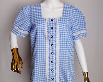Austrian Dirndl Blouse, Trachten Folk Blouse, Womens Oktoberfest Top, Traditional Tyrol Blouse, German Bavarian Alpen Shirt, Size XXL