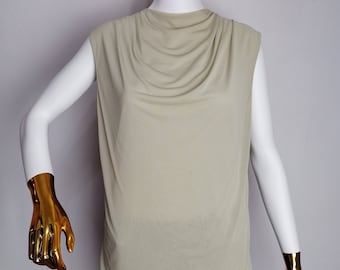 GIORGIO ARMANI Draped Top, 90s Italian Designer Blouse, Minimalist Sleeveless Top, Women Summer Top, Made In Italy Viscose Blouse, Size L