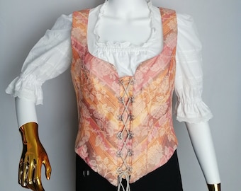 Austrian Womens Corset Top, Traditional Trachten Vest, Oktoberfest Dirndl Vest, Tyrol Sleeveless Folk Top, Bavarian Alpen Waistcoat, Size L