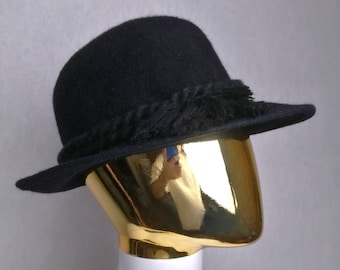Tyrolski kapelusz filcowy, tradycyjny kapelusz Oktoberfest, austriacka wełniana Fedora, kapelusz Alpen Trachten, niemiecki bawarski kapelusz ludowy, kapelusz Dirndl Trilby, rozmiar 52