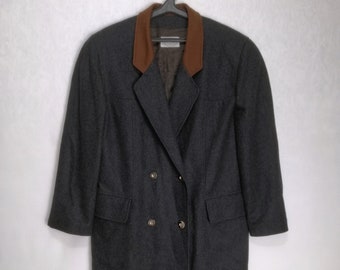 Alpen Loden Wool Coat, Mens Austrian Wool Jacket, 80s Black