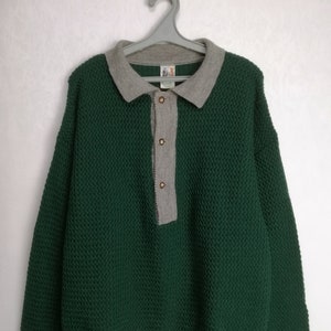 Austrian Wool Knit Trachten Sweater, Mens Green Tyrol Sweater, Oktoberfest Pure Wool Cardigan, German Bavarian Alpen Folk Knitwear, Size XL