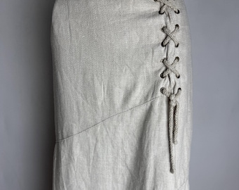 Austrian Pure Linen Skirt, Dirndl Folk Skirt, Traditional Trachten Skirt, Oktoberfest Tyrolean Maxi Skirt, German Bavarian Alpen Skirt, L