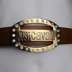 Just Cavalli brown studded belt y2k・ギャル Roberto Cavalli Brown Leather Studded Belt – Vintage by Misty
