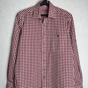 Camicia Trachten da uomo, camicia tradizionale alpina, camicia austriaca a maniche lunghe, camicia folk dell&#39;Oktoberfest con bottoni, camicia bavarese tedesca tirolese, taglia M