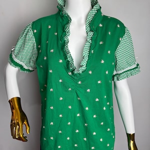Austrian Dirndl Blouse, Traditional Womens Trachten Blouse, Puff Sleeve Oktoberfest Top, Tyrol Folk Blouse, German Bavarian Alpen Shirt, XXL
