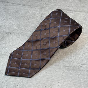 KARL LAGERFELD Silk Tie, Geometric Argyle Necktie, Luxury Designer Formal Tie, Italian Classic Neck Tie, Mens Suit Accessory, Gift For Him
