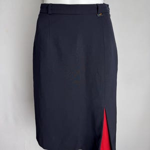 GUY LAROCHE Wool Blend Skirt, Y2K French Designer Skirt, Minimalist Black Pencil Skirt, Hight Waist Straight Skirt, Women Classic Midi Skirt