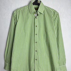 Mens Cotton Trachten Shirt, Traditional Alpen Shirt, Long Sleeve Austrian Shirt, Oktoberfest Folk Button Up, Tyrol Bavarian German Shirt, S