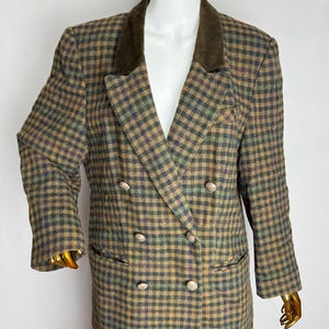 Dirndl Double Breast Wool Blazer, 80s Oktoberfest Trachten Jacket, Traditional Austrian Jacket, Tyrol Folk Blazer, German Bavarian Jacket, L